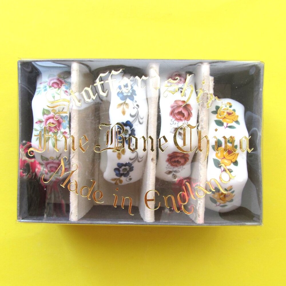 Sanford napkin rings floral Bone china 4 pcs ENGLAND